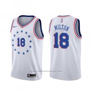 Maillot Philadelphia 76ers Shake Milton #18 Earned Blanc