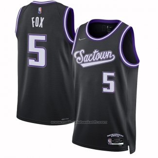 Maillot Sacramento Kings De'Aaron Fox #5 Ville 2021-22 Noir