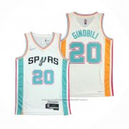 Maillot San Antonio Spurs Manu Ginobili #20 Ville 2021-22 Blanc