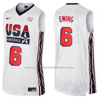 Maillot USA 1992 Patrick Ewing #6 Blanc