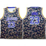 Maillot Camouflage Los Angeles Lakers Lebron James #23 Vert