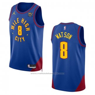 Maillot Denver Nuggets Peyton Watson #8 Statement 2022-23 Bleu