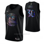 Maillot Golden State Warriors Stephen Curry #30 Iridescent Logo Noir