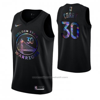 Maillot Golden State Warriors Stephen Curry #30 Iridescent Logo Noir