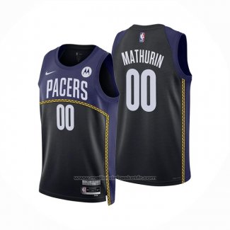 Maillot Indiana Pacers Bennedict Mathurin #00 Ville 2022-23 Bleu