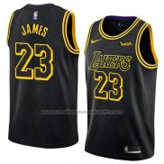 Maillot Los Angeles Lakers Lebron James #23 Ville 2017-18 Noir