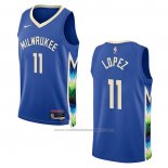 Maillot Milwaukee Bucks Brook Lopez #11 Ville 2022-23 Bleu