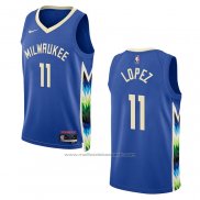 Maillot Milwaukee Bucks Brook Lopez #11 Ville 2022-23 Bleu