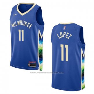 Maillot Milwaukee Bucks Brook Lopez #11 Ville 2022-23 Bleu