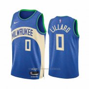 Maillot Milwaukee Bucks Damian Lillard #0 Ville 2023-24 Bleu