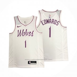 Maillot Minnesota Timberwolves Anthony Edwards #1 Earned Blanc