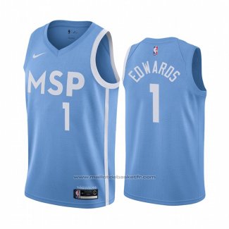 Maillot Minnesota Timberwolves Anthony Edwards #1 Ville Bleu