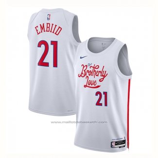 Maillot Philadelphia 76ers Joel Embiid #21 Ville 2022-23 Blanc