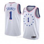 Maillot Philadelphia 76ers Landry Shamet #1 Earned 2018-19 Blanc