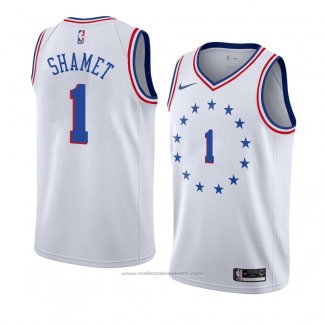 Maillot Philadelphia 76ers Landry Shamet #1 Earned 2018-19 Blanc