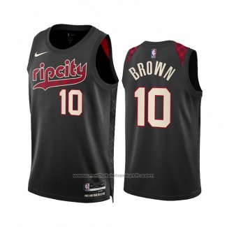 Maillot Portland Trail Blazers Moses Brown #10 Ville 2023-24 Noir