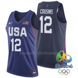 Maillot USA 2016 DeMarcus Cousins #12 Bleu