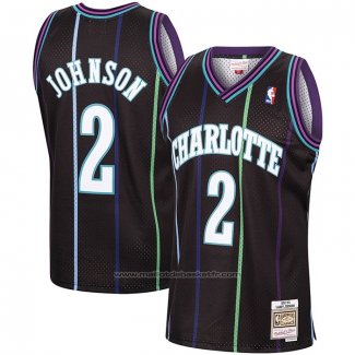 Maillot Charlotte Hornets Larry Johnson #2 Mitchell & Ness 1992-93 Noir