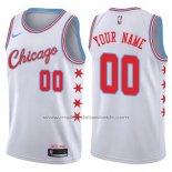 Maillot Chicago Bulls Personnalise 17-18 Blanc