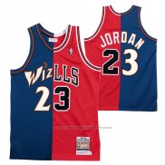 Maillot Chicago Bulls Washington Wizards Michael Jordan #23 Split Bleu Rouge