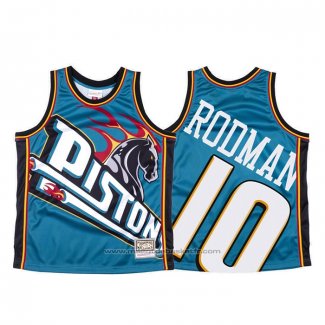 Maillot Detroit Pistons Dennis Rodman #10 Mitchell & Ness Big Face Bleu