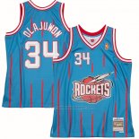 Maillot Houston Rockets Hakeem Olajuwon #34 Mitchell & Ness 1996-97 Bleu