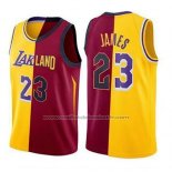 Maillot Los Angeles Lakers Lebron James #23 Split 2018 Or Rouge