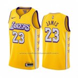 Maillot Los Angeles Lakers Lebron James #23 Ville 2019-20 Jaune