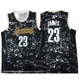 Maillot Lumieres de la ville Los Angeles Lakers LeBron James #23 Noir