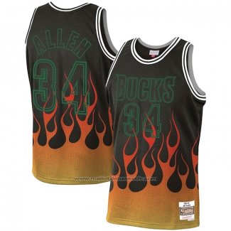 Maillot Milwaukee Bucks Ray Allen #34 Flames Noir