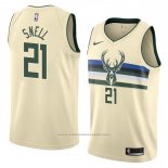 Maillot Milwaukee Bucks Tony Snell #21 Ville 2018 Crema