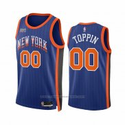 Maillot New York Knicks Jacob Toppin #00 Ville 2023-24 Bleu