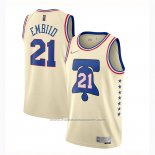 Maillot Philadelphia 76ers Joel Embiid #21 Earned 2020-21 Creme