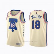 Maillot Philadelphia 76ers Shake Milton #18 Earned 2020-21 Creme