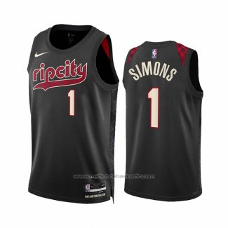 Maillot Portland Trail Blazers Anfernee Simons #1 Ville 2023-24 Noir