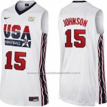 Maillot USA 1992 Magic Johnson #15 Blanc