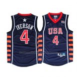 Maillot USA 2004 Allen Iverson #4 Bleu