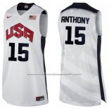Maillot USA 2012 Carmelo Anthony #15 Blanc