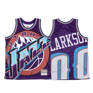 Maillot Utah Jazz Jordan Clarkson #00 Mitchell & Ness Big Face Volet