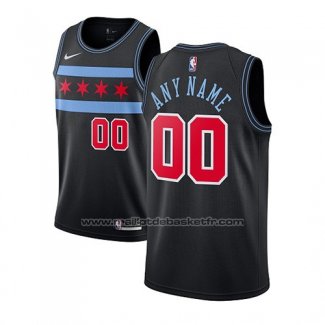 Maillot Chicago Bulls Personnalise Ville 2018-19 Noir