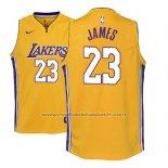Maillot Enfant Los Angeles Lakers Lebron James #23 Icon 2017-18 Jaune