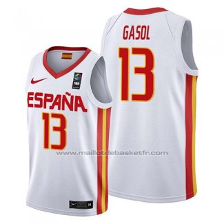 Maillot Espagne Marc Gasol #13 2019 FIBA Baketball World Cup Blanc