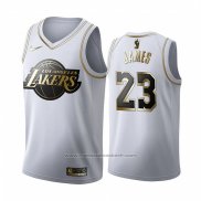 Maillot Golden Edition Los Angeles Lakers Lebron James #23 Blanc