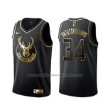 Maillot Golden Edition Milwaukee Bucks Giannis Antetokounmpo #34 Noir