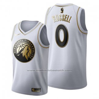 Maillot Golden Edition Minnesota Timberwolves D'angelo Russell #0 2019-20 Blanc