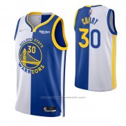 Maillot Golden State Warriors Stephen Curry #30 Split Bleu Blanc