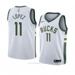 Maillot Milwaukee Bucks Brook Lopez #11 Association 2018 Blanc