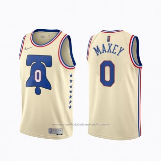 Maillot Philadelphia 76ers Tyrese Maxey #0 Earned 2020-21 Creme