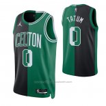 Maillot Boston Celtics Jayson Tatum #0 Split Noir Vert