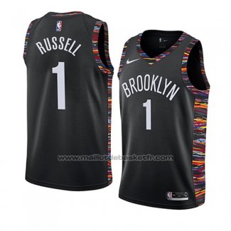 Maillot Brooklyn Nets D'angelo Russell #1 Ville 2018-19 Noir